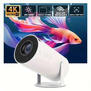 Portable Projector 4K HY300 Mini Projector LCD HD Λάμπας LED με Wi-Fi και Ενσωματωμένα Ηχεία
